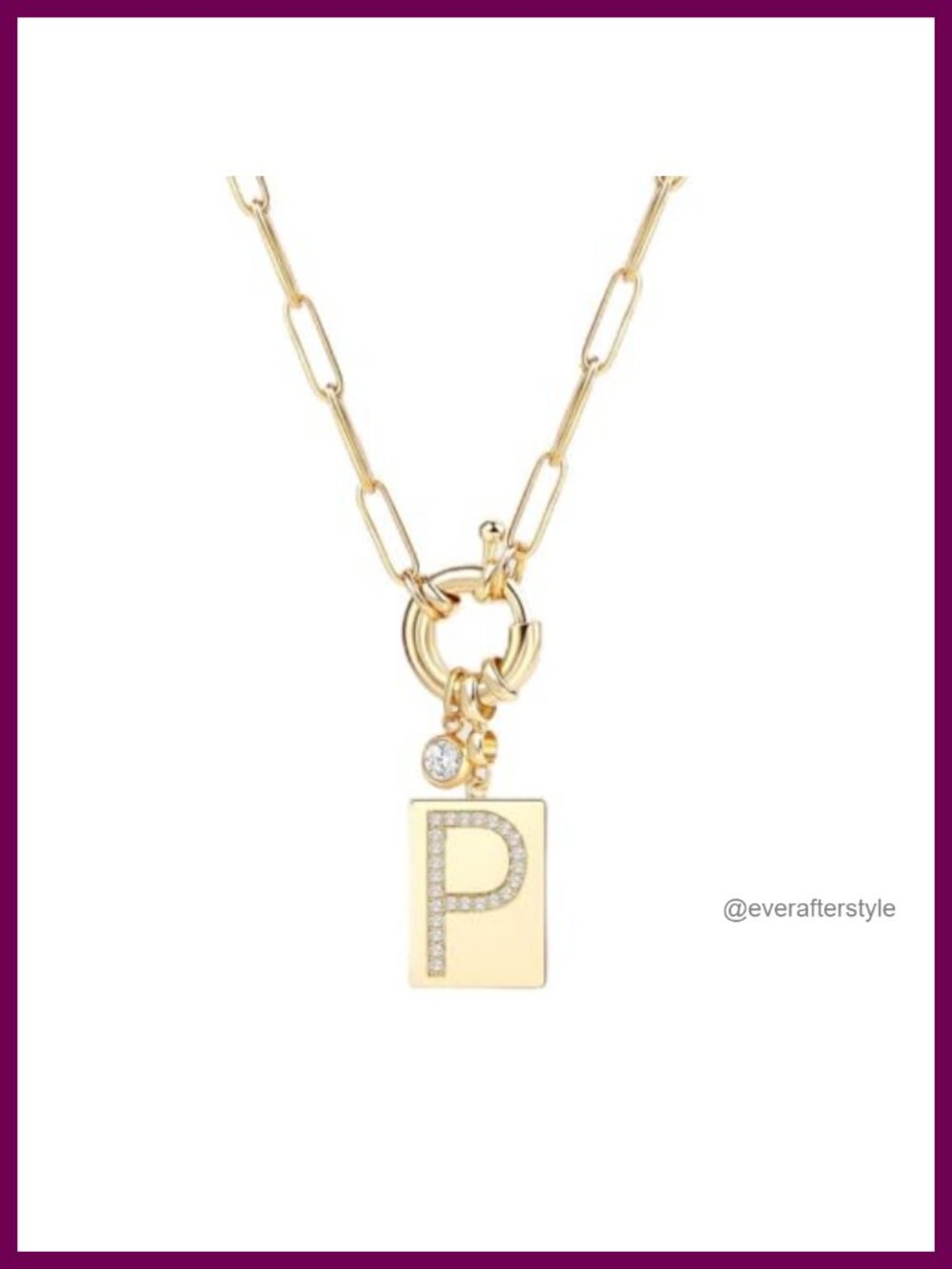Mint & Lily Gold Initial Pendant Necklace, 18K Gold Plated Paperclip Chain with